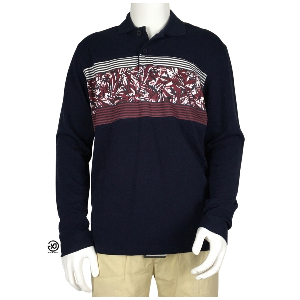 NWT Desigual Men's Polo Shirt Tepit Stamped Long Sleeves Size M